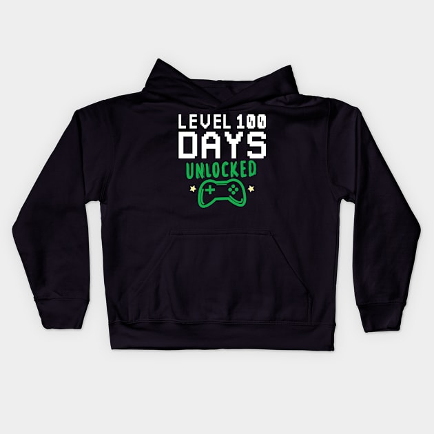 Level 100 Days Unlocked, 100th Day of School Gift Game Controller Kids Hoodie by Justbeperfect